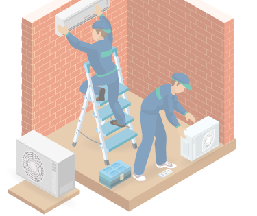 Technicians working on HVAC unit